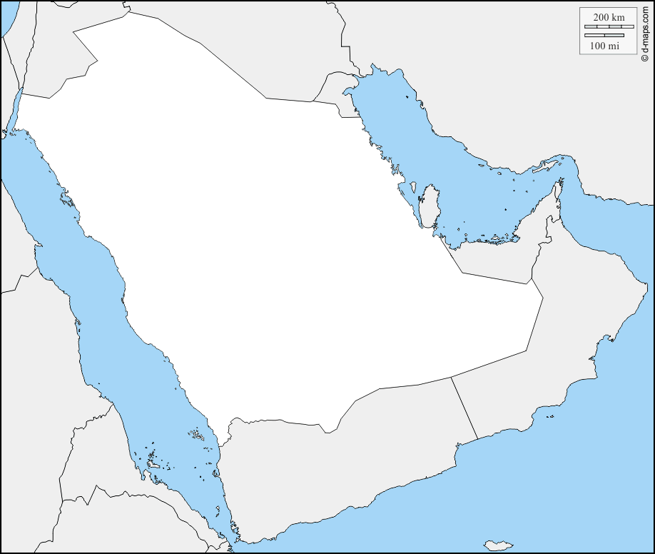 خريطة المملكة السعودية مفرغة